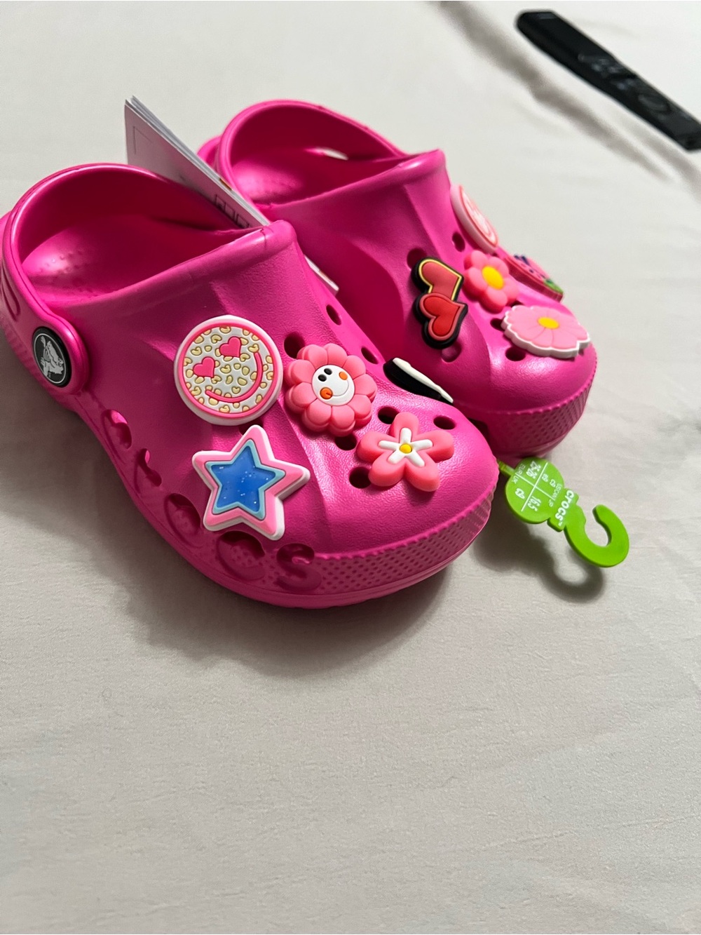 CROCS Kids' Hot Pink Clog Sandals with Decorative Charms